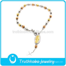 TKB-B0064 Three Colors Link Chain Miraculous Medal Pendant Rosary Bracelets